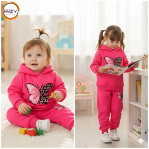 Butterfly Hoodie & Jogger Set for Kids (BH-003) Hot Pink 1-10 Years