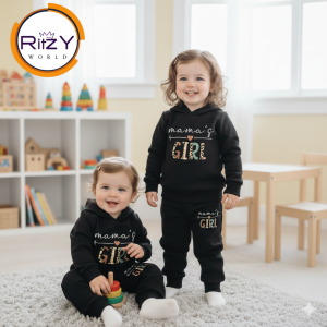 Mama’s Girl Baby Winter Hoodie & Pant Set (BH-013) Black 1-10 Years