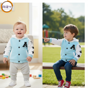 Ritzy World Star Hoodie Jacket for Kids (BH-015) Sky Blue & White 1-5 years