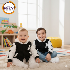 Ritzy World Star Hoodie Jacket for Kids (BH-016) Black & White 1-5 years