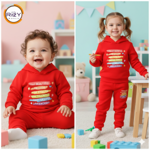 Motivational Kids Hoodie & Jogger Outfit Set (BH-019) Red 1-10 Years