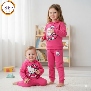 Cute Cartoon Kids Hoodie & Jogger Set (BH-021) Pink 1-10 Years
