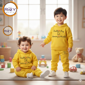 Daddy’s Boy & Mommy’s World Yellow Hoodie Set (BH-022) 1-10 Years