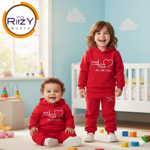 Mom & Dad My Life Line Red Hoodie Set (BH-023) 1-10 Years