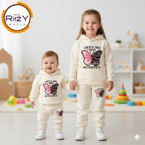 Butterfly Hoodie & Jogger Set for Kids (BH-024) Off White 1-10 Years