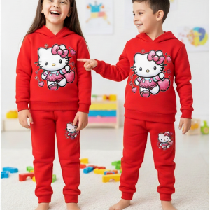 Cute Cartoon Baby & Kids Hoodie Set (BH-045) Red 1-10 Years