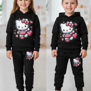 Cute Cartoon Baby & Kids Hoodie Set (BH-050) Black 1-10 Years