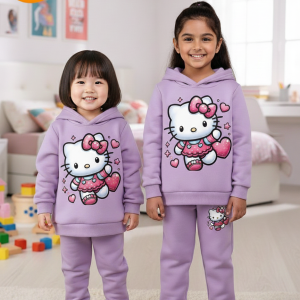 Cute Cartoon Baby & Kids Hoodie Set (BH-068) Purple 1-10 Years
