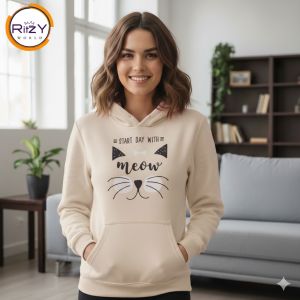 Soft & Cozy Light Cream Cat Hoodie for Women (WH-072)