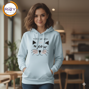 Soft & Cozy Sky Blue Cat Hoodie for Women (WH-073)